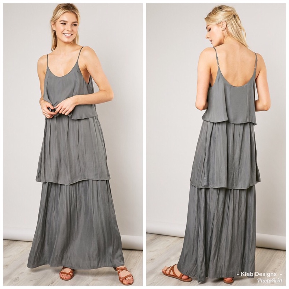 Ash Olive Adjustable Tiered Cami Dress!